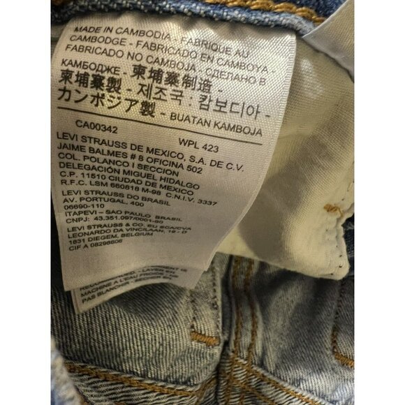 Levi's Mom Wedgie Straight Distressed Frayed Raw Hem Button Fly Jeans Sz 27 - Picture 13 of 16